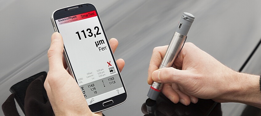 SmarTest 智能藍牙測厚儀用于汽車油漆涂層厚度測量